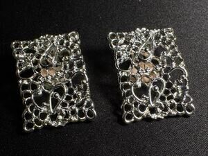 Vintage Emmons Pat Pending Filigree Silver Tone Clip On Earrings